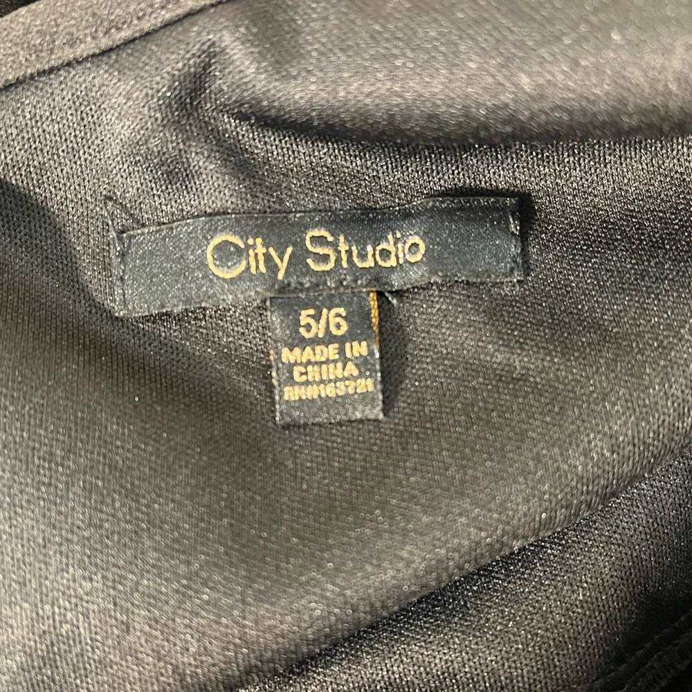 City Studio Black Mini Dress with Silver Bow Accents - Picture 6 of 12